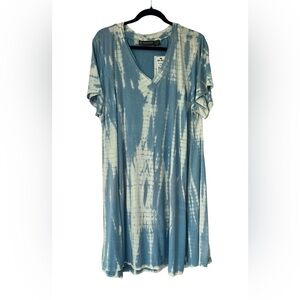 Raya Sun Light Blue Tie-Dye V-Neck Dress